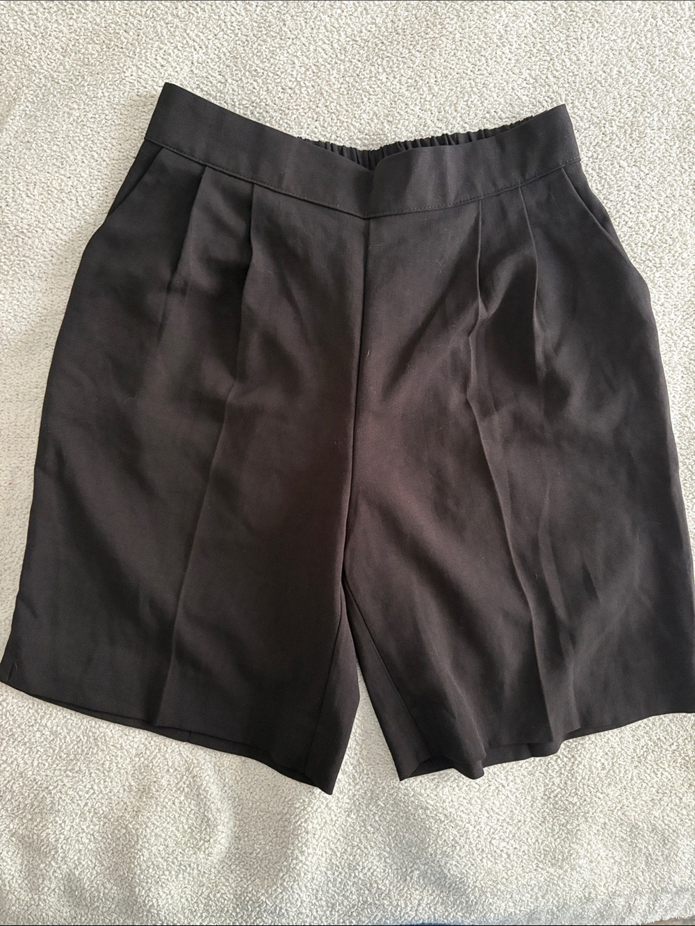 OAK + FORT Black Tailored Pleat-Front Bermuda Shorts